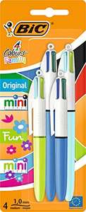 BIC 4 Colours Family Pen Pack of Retractable Ballpoint Pens with Four Ink Colours, Set of 4 (2 Mini, 2 Original) £2.50 @ Amazon