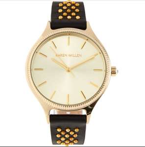 Karen Millen Black & Gold Tone Studded Strap Watch £19.99 + £1.99 Click & Collect @ TK Maxx