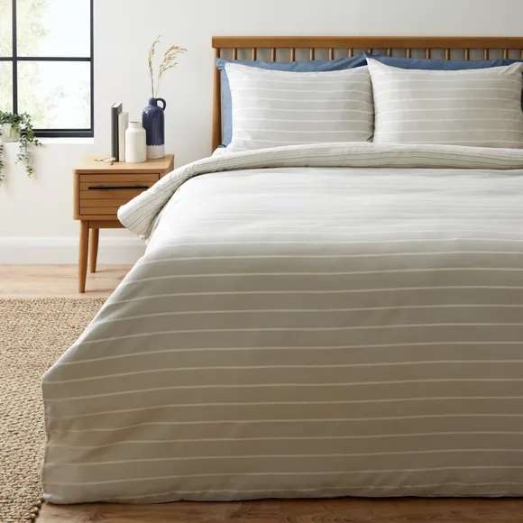 Khai Stripe Grey Duvet Cover and Pillowcase Set - From £4.20 (Single) + Free Click & Collect - @ Dunelm