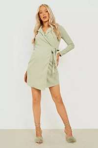 boohoo Maternity Tie Side Wrap Over Blazer Dress Now £6.25 with Free Delivery code Sold by BooHoo @ Debenhams