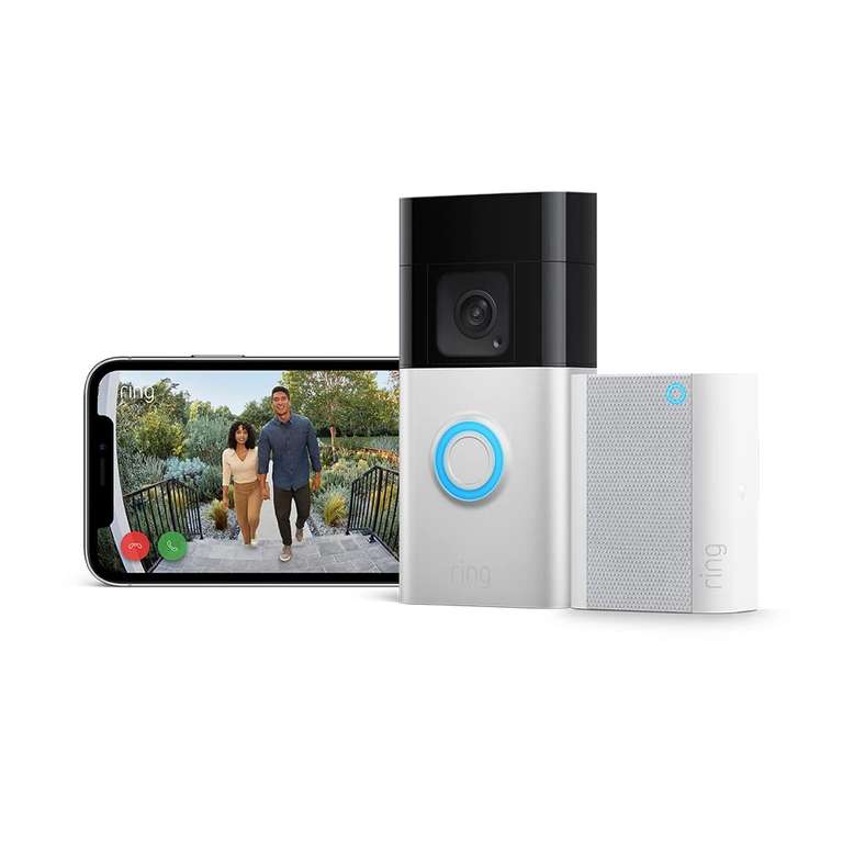 Ring Battery Video Doorbell Plus (1536p HD Video & Two-Way Talk, Colour Night Vision, Head to Toe Vision)with 2nd Gen Chime