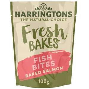Harringtons Fresh Bakes Grain Free Baked Salmon Fish Bites Dog Treats 100g (Pack of 8) - Gently Oven Baked
