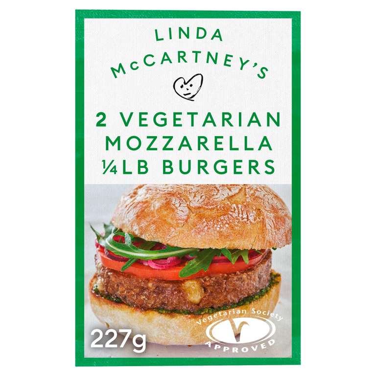 Linda McCartney's 2 Vegetarian Mozzarella 1/4 lb Burgers 227g £1.50 @ Iceland