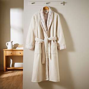 Sherpa Blush Checked Dressing Gown, sizes medium/large, free click and collect, £12.50 @ Dunelm