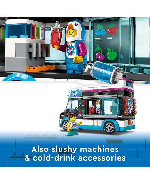LEGO 60384 City Penguin Slushy Van, Truck Toy Building Set + 2 minifigs