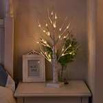 Set of 2 Small Birch Twig Tree Lights Photo Display Tree with 24 Warm White LEDs Battery Operated apply voucher - Dilatto Int FBA