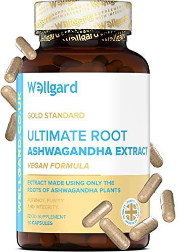 Vegan Ashwagandha KSM-66 with 5% Withanolides by Wellgard 90 tablets S&S £5.34 - Wellgard UK FBA