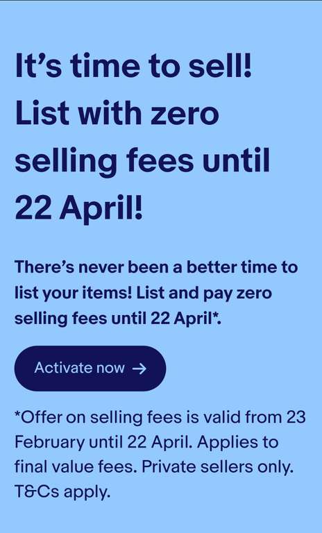 Pay no selling fees until April 22nd - Private Sellers only - Selected Accounts