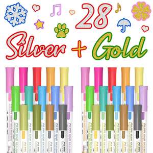 Double Line Metallic Outline Pens, 14 Silver and 14 Gold sold by Lexeu FBA