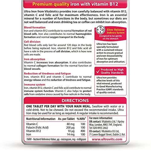 Vitabiotics Ultra Iron Tablets, Pack of 30