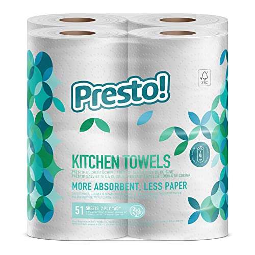 Amazon Brand - Presto! Tad Kitchen Rolls Extra Absorbent, 8 pack £8.35 / £7.93 S&S at Amazon