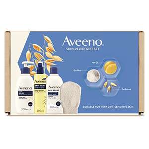 Aveeno Skin Relief Gift Set with Body Lotion, Body Oil Spray, Moisturising Body Wash, and Cotton Exfoliating Mitt £15.10 at Amazon