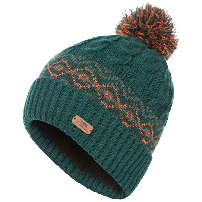 Trespass Men's Andrews Fleece Lined Bobble Hat Forest Green With Code + Free Click and Collect