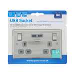BG Electrical Steel 13A 2 Gang Switch Socket USB Grey £6 free collection @ Jewson