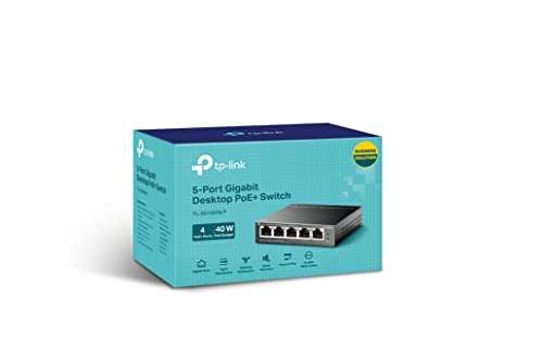 TP-Link PoE Switch 5-Port Gigabit, 4 PoE+ ports up to 30 W for each PoE port and 40 W for all PoE ports - £24.29 (With Voucher) @ Amazon