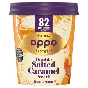 Oppo Brothers Double Salted caramel/Chocolate Chip Cookie Dough/ IceCream 475ml Nectar Price