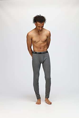 Reebok Men's Long Johns, Cotton Stretch Base Layer, Thermal Underwear with Branded Waistband Johny - Charcoal Marl