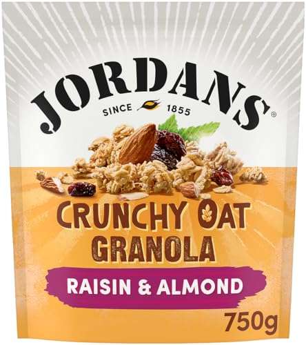 Jordans Granola Raisin and Almond | Breakfast Cereal | High Fibre | 4 PACKS of 750 g £13.30 / £4.90 with 50% voucher S&S