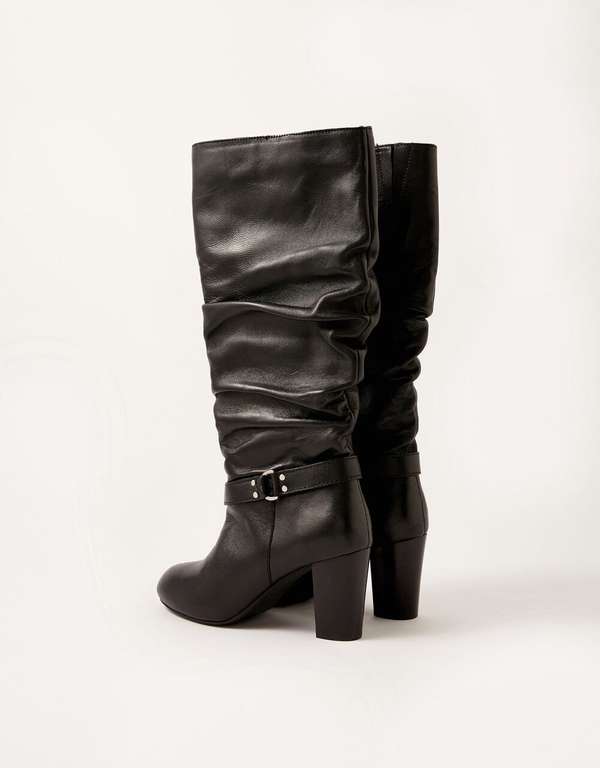Belle Buckle Slouch Leather Boots Black - £29 (Free Collection) @ Monsoon
