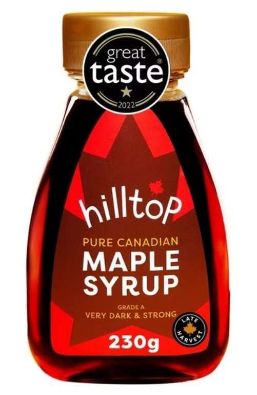 Hilltop Pure Canadian Maple Syrup 230g - Grade A Dark & Strong - Ipswich