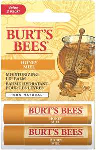 Burt's Bees 100% Natural Lip Balm, Peppermint or Honey With Beeswax Duo Pack, 2 Tubes - £1.90 (Prime) @ Amazon