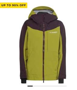 adidas Terrex 3L Post-Consumer Nylon Snow Jacket Womens hooded & reflective sportswear. Size 8 or 14 in green