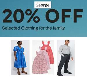 20% off Selected full price clothes for Men Women and Children
