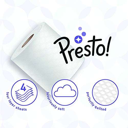 Amazon Brand - Presto! 4-Ply Quilted Toilet Tissues, 48 Rolls £20.78 / £19.74 Subscribe & Save + 20% Voucher on 1st S&S @ Amazon