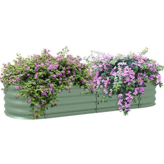 Outsunny Galvanised Raised Garden Bed w/ Safety Edging Green (with code)