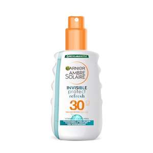 Garnier Ambre Solaire Invisible Protect Refresh Spray SPF30, Water Resistant,UVA&UVB Protection 200ml With Voucher (£4.98/£4.28 S&S + V)