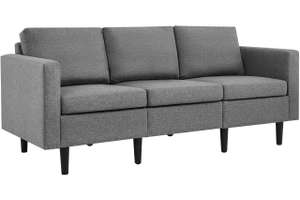 Yaheetech 3 Seater Sofa, Modern Fabric Sofa Couch, Upholstered Sofa Settee, Sectional Sofa - Light Grey - w/voucher - Sold by Yaheetech UK