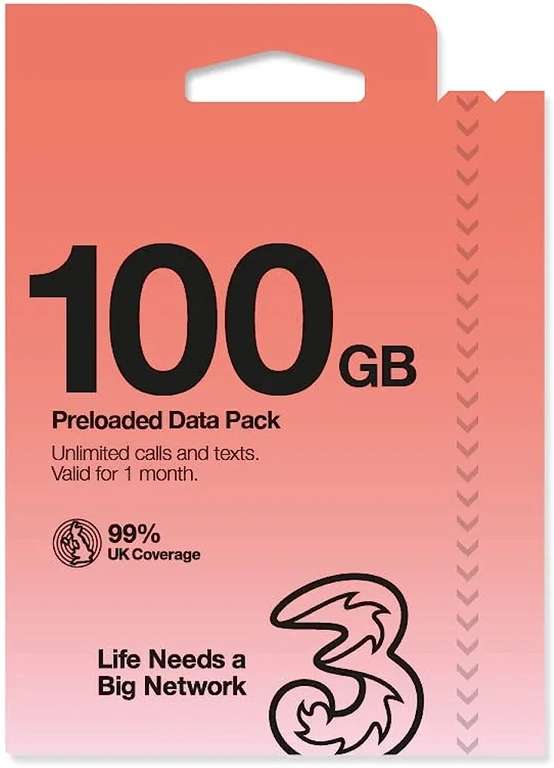 Three 100GB 5G data, Unlimited min / text + £65 Automatic cashback - £15pm / 12m £180 Total (£115 £9.58pm effective + £10 TCB) @ Metrofone