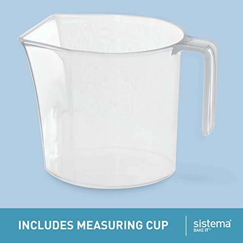 Sistema BAKE IT Food Storage Container + Measuring Cup | 2.4 L Food Pantry Storage Container | BPA-Free | White/Clear