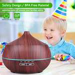 Essential Oil Diffuser Aromatherapy Humidifier: 400ml Ultrasonic Aroma Air Vaporizer for Large Room Wood Grain Quiet - Brown £8.86 @ Amazon