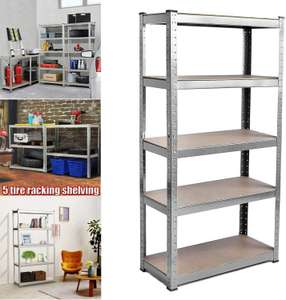 5 Tier Home Garage Shed Storage Shelving Racking Shelf Unit with Galvanised Steel Frame - 150x70x30cm - Sold by w5g-online