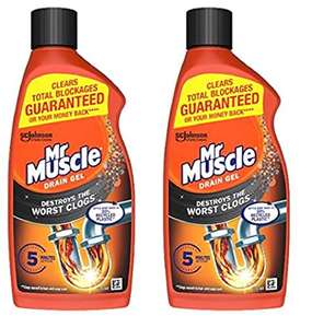 Mr Muscle Drain Unblocker, Sink & Drain Cleaner, Heavy Duty Drain Gel, 2 x 500 ml - £5 (with voucher) @ Amazon
