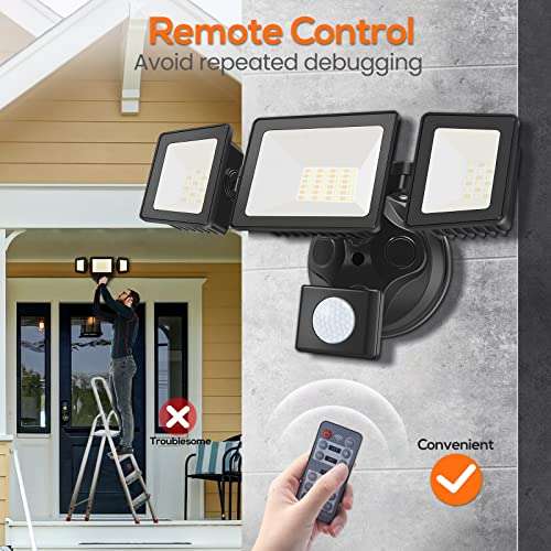 ALUSSO Security Lights Outdoor Motion Sensor remote control, 30W 2400LM 3000K-6500K £22.99 with voucher sold by Alux2019 @ Amazon