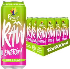 Rubicon RAW 12 Pack Raspberry & Blueberry 500ml Energy Drink