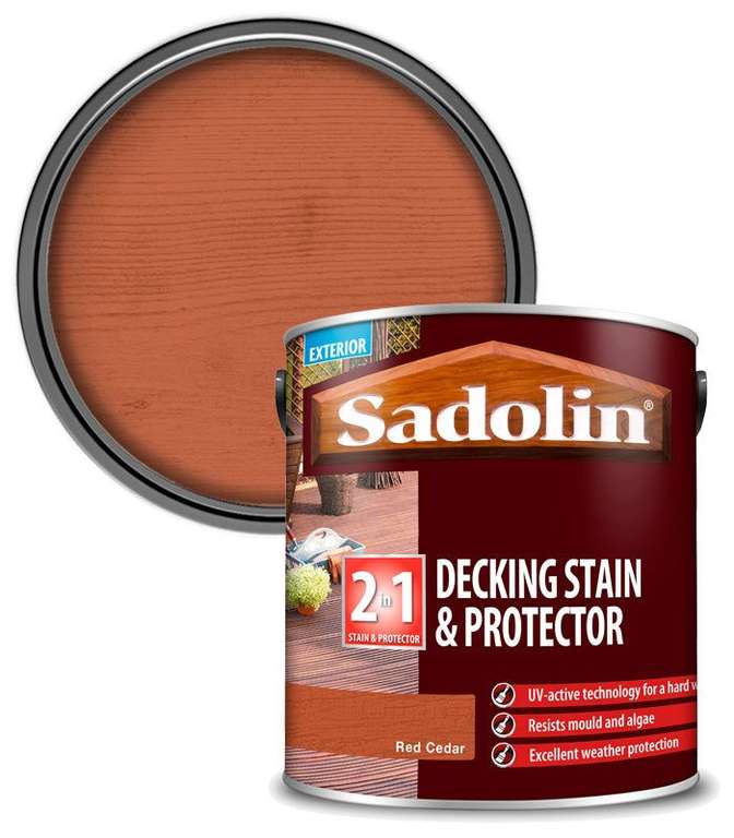 Sadolin Decking Stain and Protector 2.5L Red Cedar - £12 with Click and Collect @ Jewson