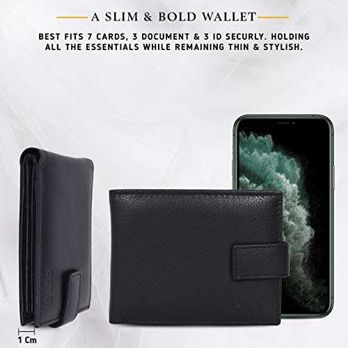 Amazon Brand - Eono 7 Credit Card Leather Wallet- RFID (Black Smooth Nappa) w/voucher - Authorized Leather Goods FBA