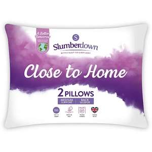George Asda - Slumberdown Close to Home - Medium Support Pillows - Pack of 2 - Free C&C
