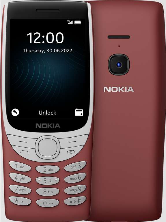 Nokia 8210 4G Feature Phone with Bluetooth 5 and 3.5mm audio jack ( Red / Dark Blue ) with code