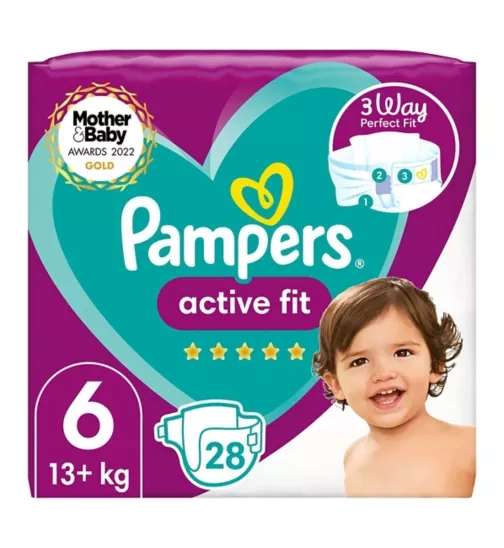 Pampers Active fit Nappies 8 x Size 6 / 13+ kg £43.20 with code @ Boots
