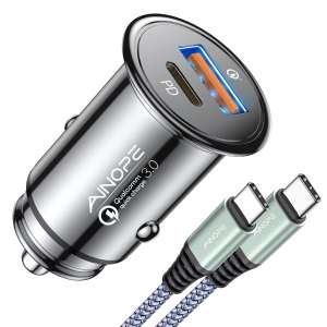 USB C Car Charger Super Mini AINOPE All Metal 48W Fast USB Car Charger PD&QC 3.0 £12.74 Dispatches from Amazon Sold by SFYou