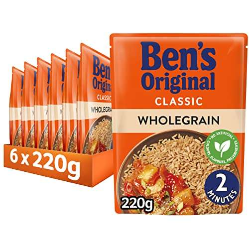 Ben's Original Wholegrain Microwave Rice, Bulk Multipack 6 x 220g Pouches £5.94 @ Amazon