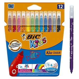 BIC Kids Kid Couleur, Washable Felt Tip Pens, Ideal for School, Assorted Colouring Pens, Wallet of 12 £2.75 @ Amazon