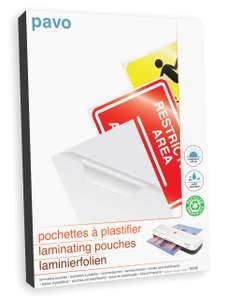 PAVO Premium 250 Micron Office Laminating Pouches - Glossy (Pack of 100)