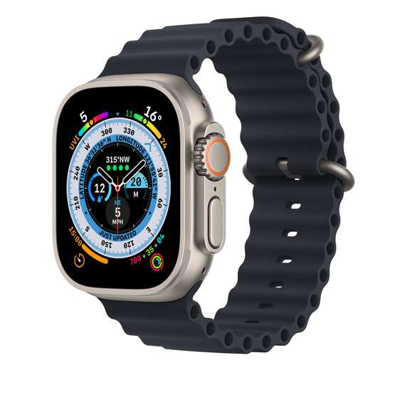 Refurbished Apple Watch Ultra GPS + Cellular, 49mm Titanium Case with Midnight/White and Yellow Ocean Band + 1.70% TCB