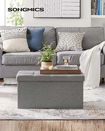 Songmics Padded Storage Ottoman 80L (Light Grey) - Sold by Songmics Home UK