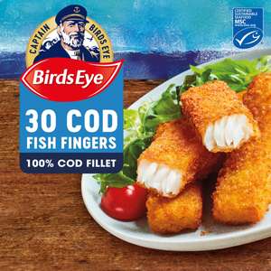 2x Birds Eye Cod Fish Fingers 30 Pack 840G (60 cod fish fingers, 1.68kg In Total) - £10.00 @ Iceland (Online Exclusive)